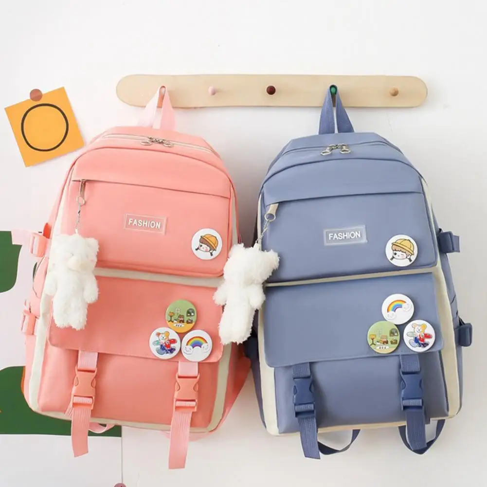 

Zipper Closure Backpack 4-piece Student Backpack Set with Crossbody Bag Pencil Case Tutoring Bag Capacity Zipper for Travel