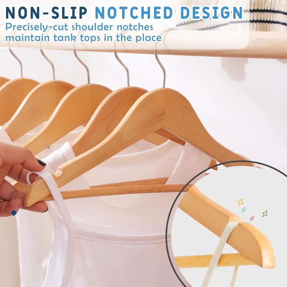 Kinder-Kleiderbügel aus Holz, 20er-Pack, Baby-Kleiderbügel aus Naturholz mit glatter Oberfläche, Kinder-Kleiderbügel aus Massivholz für Kleidung mit Präzision