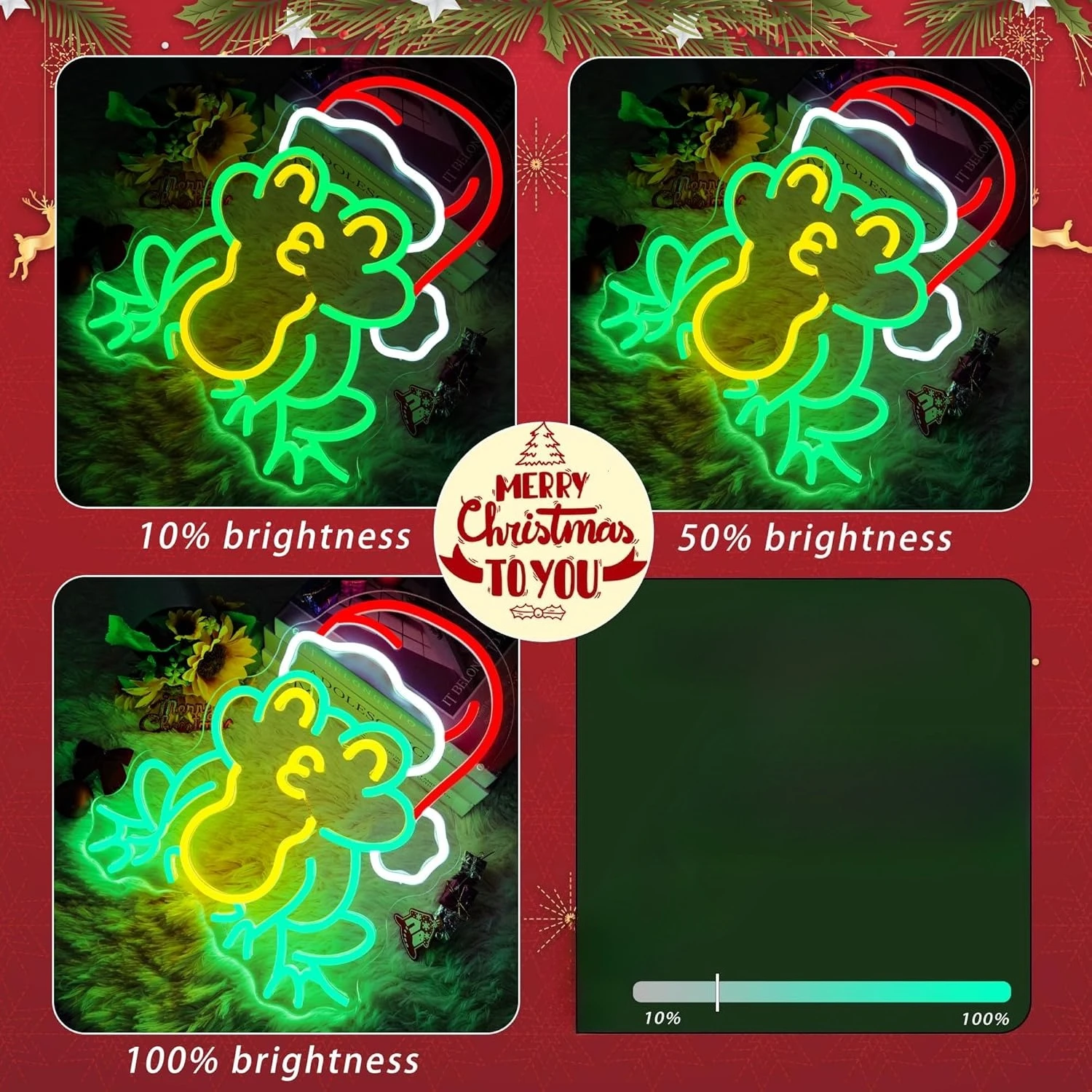 Рождественская лягушка Неоновая вывеска USB с регулируемой яркостью Светодиодный неоновый свет для вечеринки, бара, салона, клуба, новогодний домашний декор, Рождественская шляпа Санта-Клауса, свет, подарок