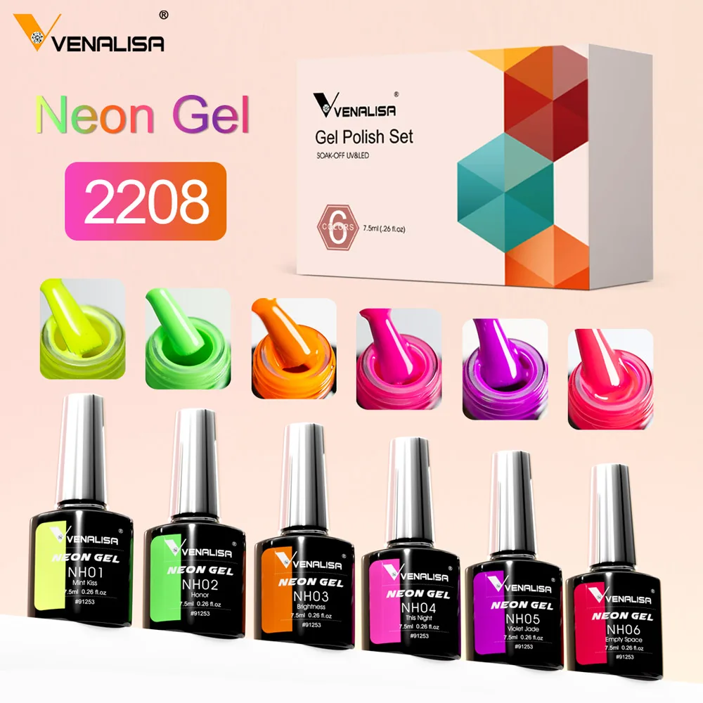 7,5ml Venalisa Nagel-Gel-Lack Ultra Neon Pink Sommerliche Wunderschöne Farbe Abziehbarer UV-LED-Gel-Lack Glitzer-Lack Nagel-Maniküre – Detail 1