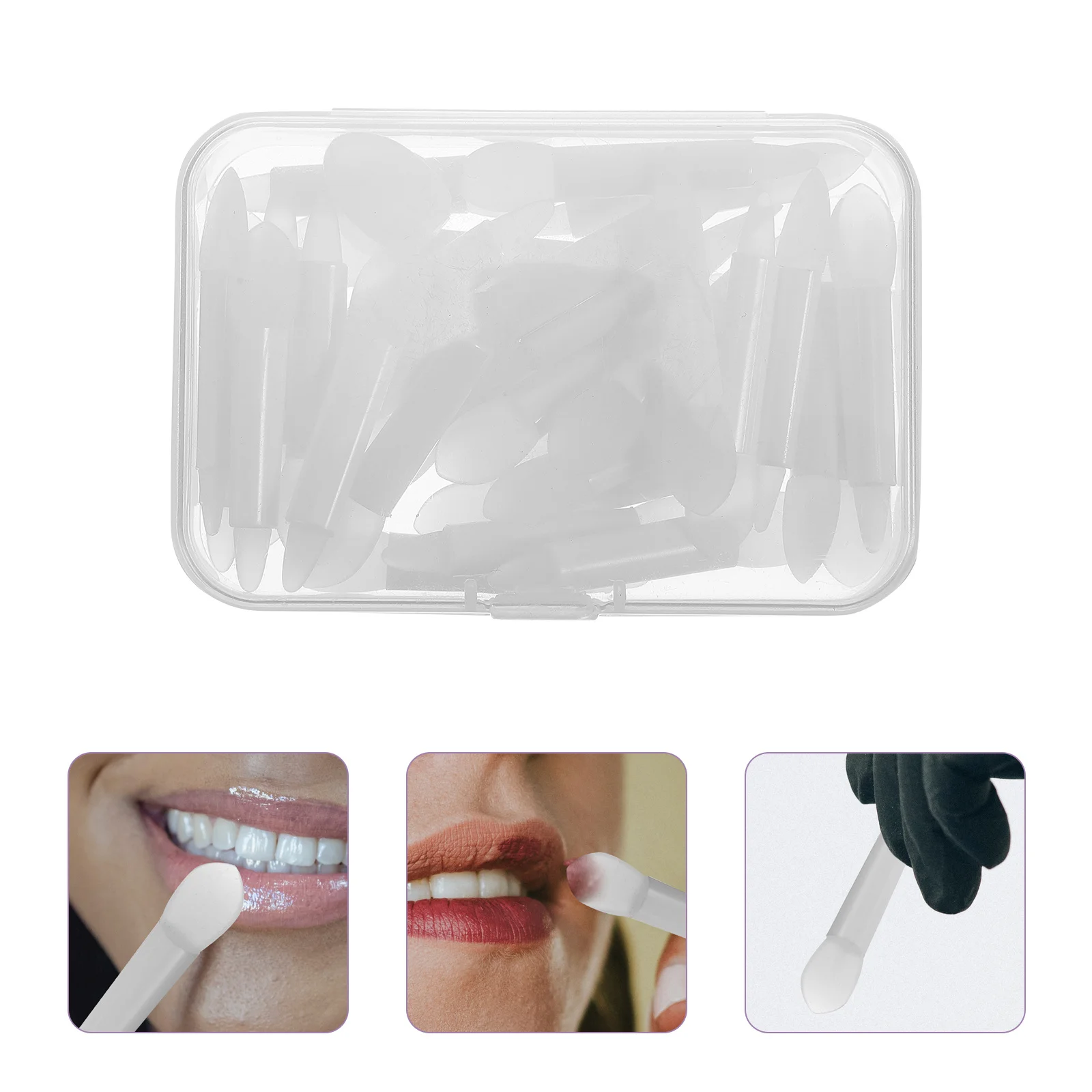 1 Juego de cepillo aplicador de lápiz labial de silicona, cepillo de lápiz labial portátil blanco, herramienta de maquillaje para máscara de labios precisa, viaje profesional