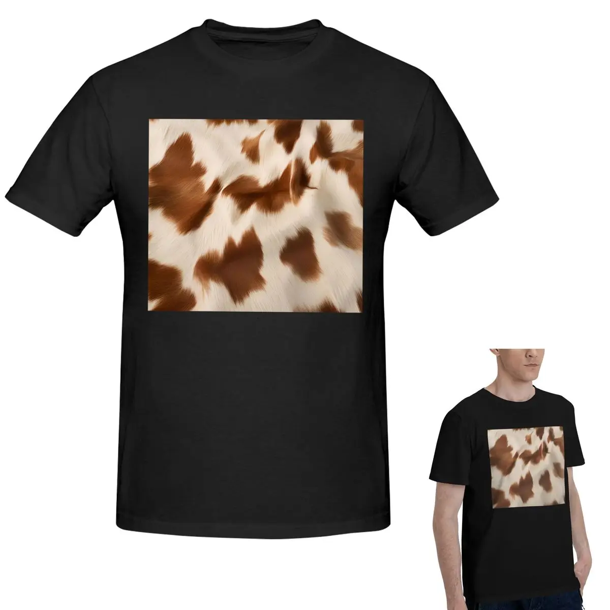 

Стильная футболка из коровьей кожи с текстурой коровьей кожи и принтом, мужская забавная футболка большого размера, мужские летние рубашки с круглым вырезом, топы