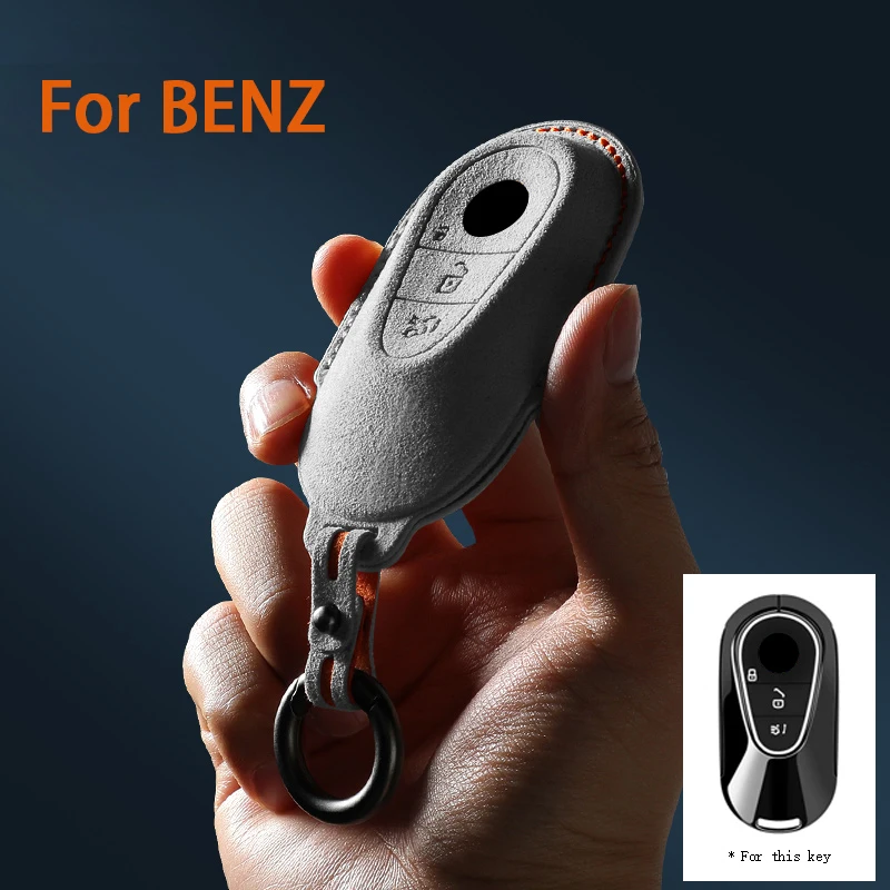 

For Mercedes Benz C S Class W206 W223 S350 C260 C300 S400 S450 S500 Suede Remote Car Key Case Shell Keychain for Benz Key Case