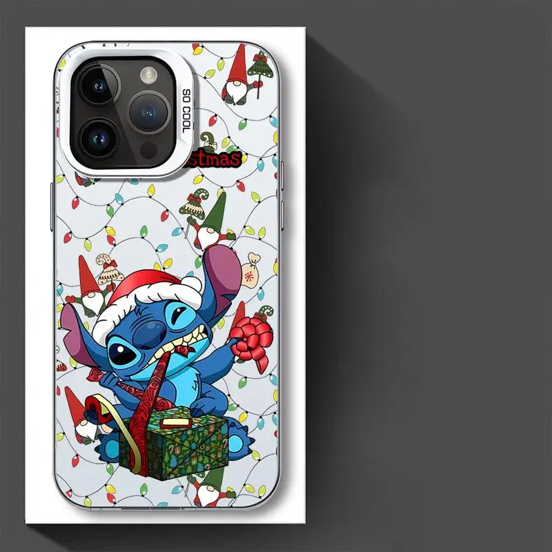 Disney Stitch Christmas Phone Case for IPhone 16 15 14 13 12 11 Pro Max X XR XSMAX 8 7 Plus Candy Matte Shockproof Back Cover