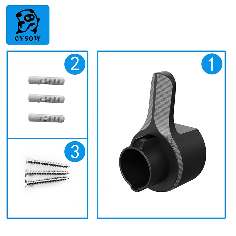 Evsow-Soporte de cargador EV tipo 1, base de montaje en pared para Cable de carga de vehículo eléctrico, tipo 1, enchufe J1772