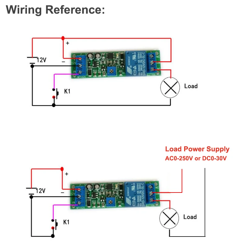 DC 12V/24V 10A Signal Trigger Adjustable 0-10S/60S/10Minute Delay Time Turn Off/ on Timer Timing Control Relay Switch Module