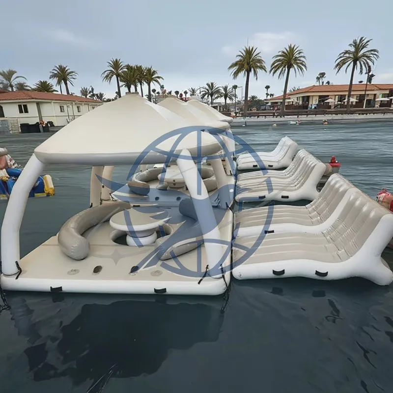 Summer Inflatable Water Park Inflatable Dock Deck Inflatable Floating Platform With Tent
