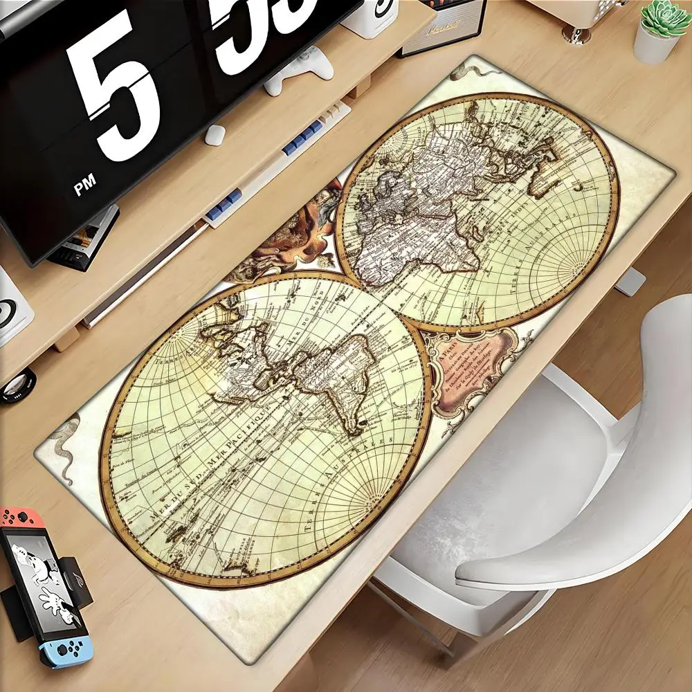 

Retro navigation Map Art HD Mouse Pad Gamer Mousepad Large Mouse Mat Natural Rubber Desk Rug PC Desk Mats Design Mousepads