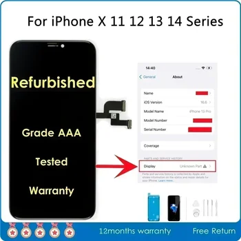 Schermo ufficiale ricondizionato AAA per iPhone X XR XS 11 12 13 mini 14 15 Pro Max Display LCD Assembly vetro esterno modificato sostituito