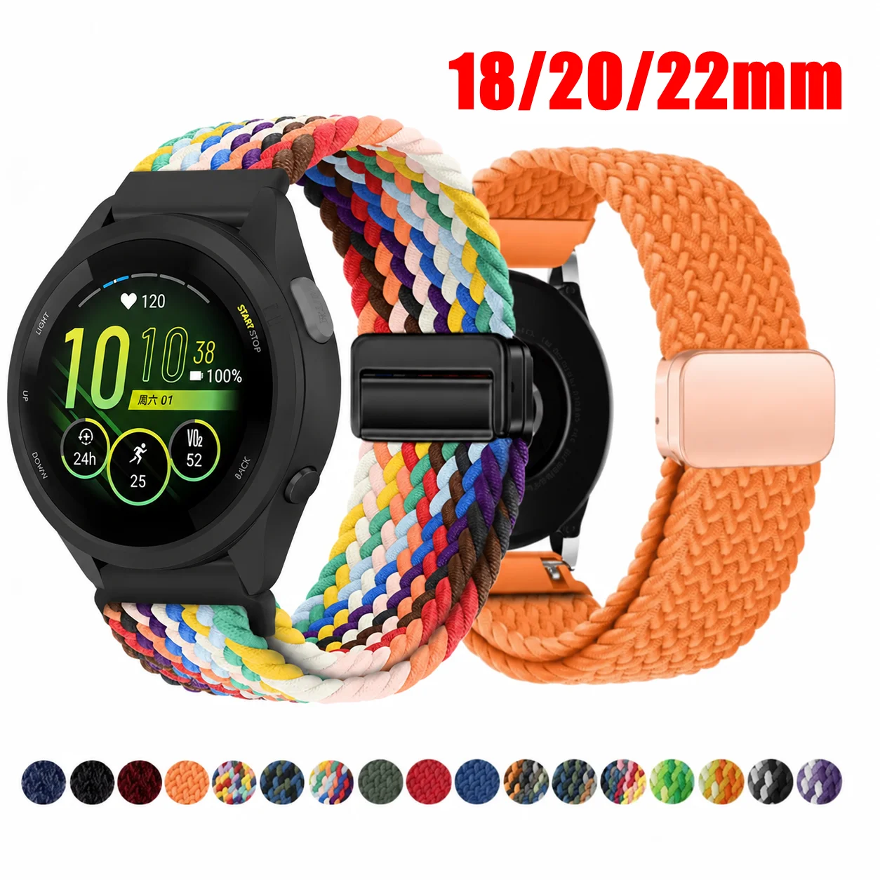18/20/22mm Magnetic Bracelet For Garmin Vivoactive6 5 4 s/Venu4 3 2s Sq 2 Plus/Forerunner265 255S 645 245 Music/Vivomove 3S Band