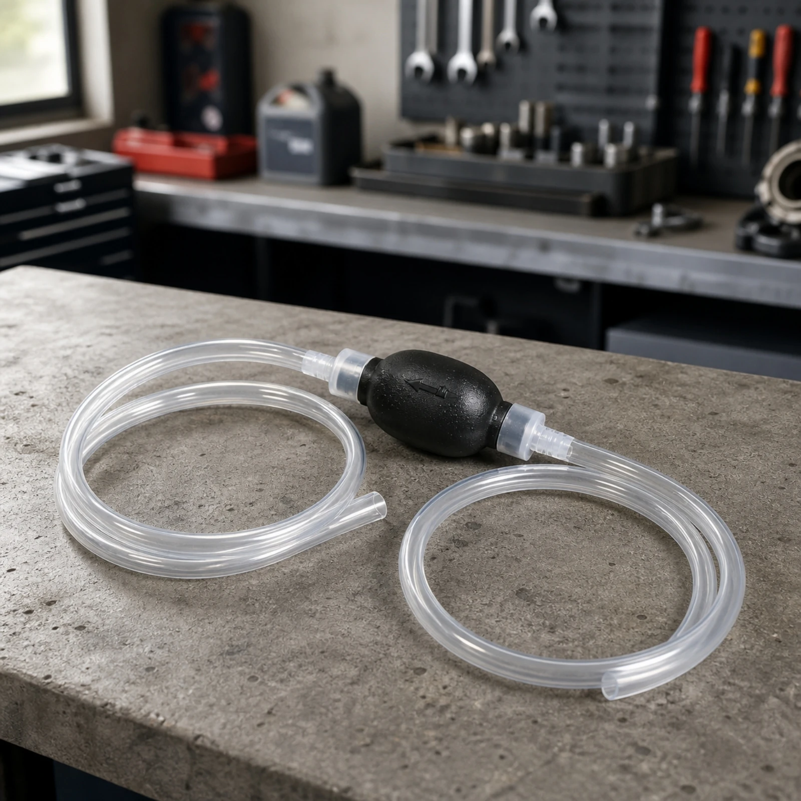 Siphon Pump with Flexible Hose Multi-Use Press Bulb Siphon Pump Unpowered Efficient for Household Fluid Handling, Garage