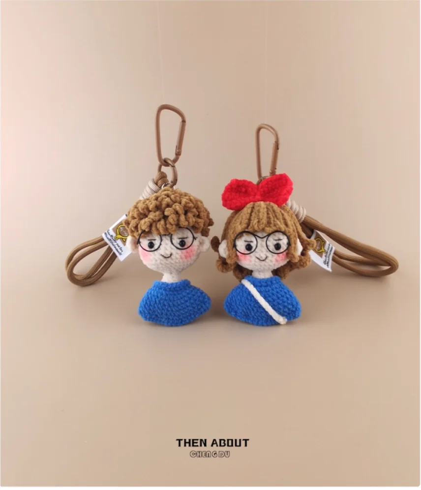 Lovely glasses couple doll doll bag pendant pendant Keychain pendant advanced gift.