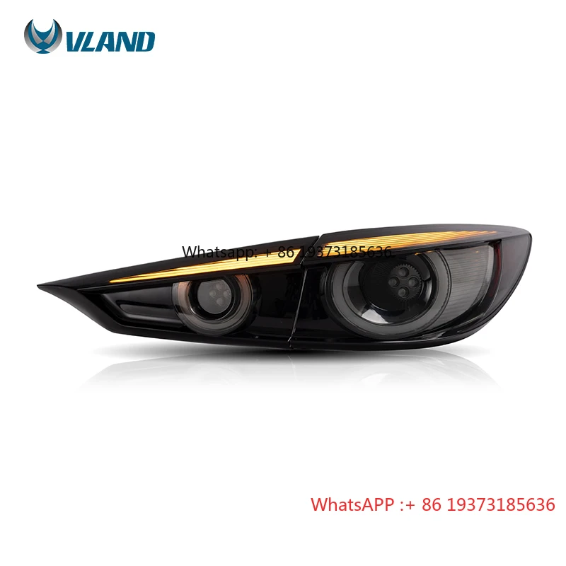 VLAND Factory LED Taillights Rear Tail Lamp Assembly 4 Pcs Sequential Rear Lamp Smoke Sedan 2013- 2017 2018 for Mazda 3 Axela