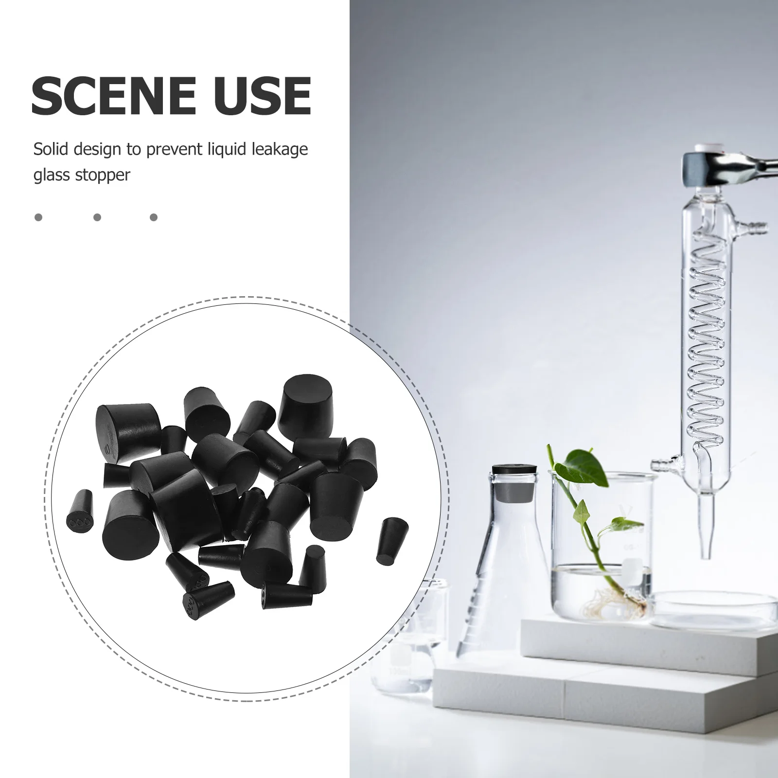 

27Pcs Rubber Stoppers Assorted Sizes Lab Solid Durable Leak Proof Rubber Plugs for Laboratory Equipment Labs Replacement Parts