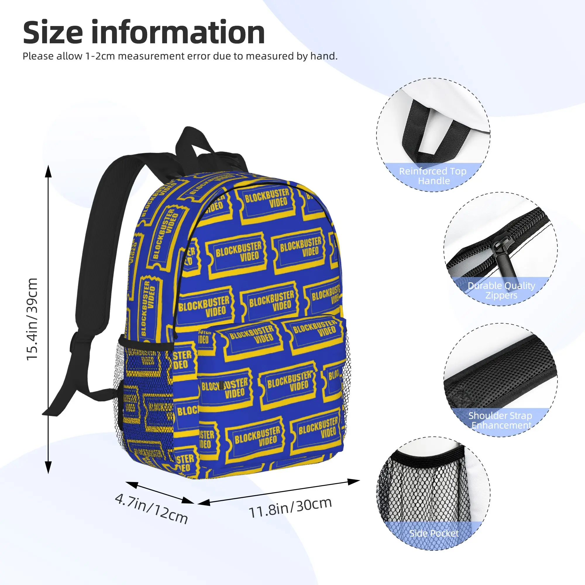 Blockbuster Video Backpack Hot Sale Daypack Large Capacity Boys Girls BookBag Shoulder Bags for Men Women School Bag