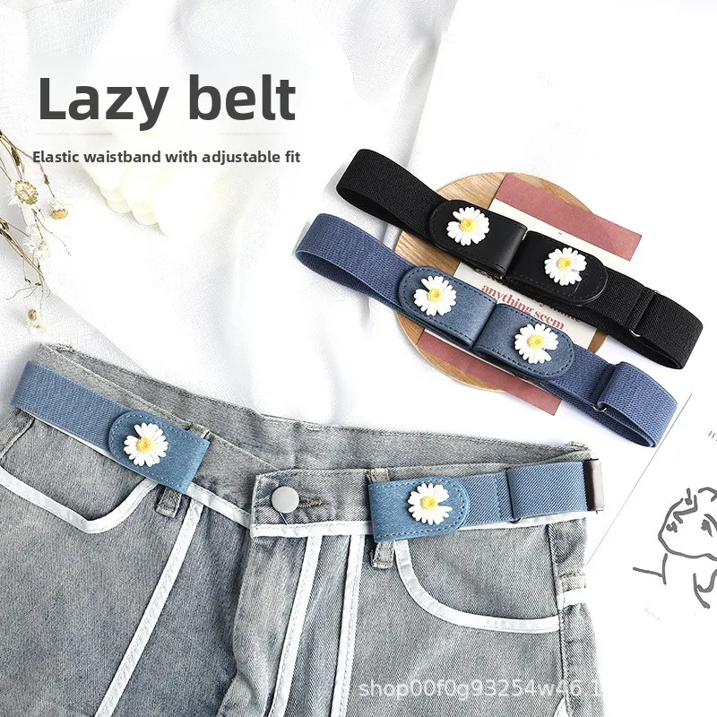 Lazy - style Traceless Elastic Belts, Invisible Elastic, No - punch, Decorative, Ins - style, Unisex for Daily Use with Jeans