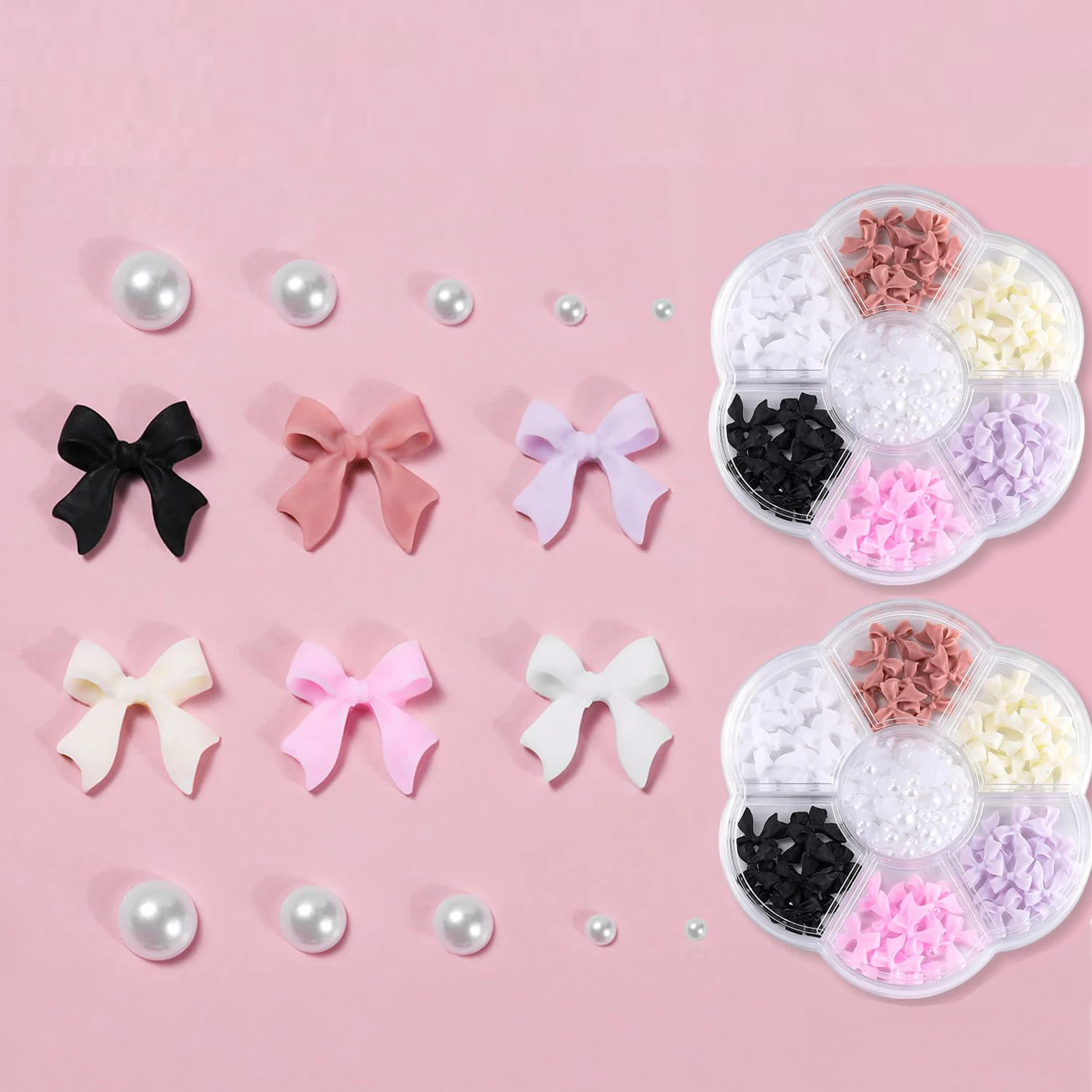 1 boîte d'accessoires pour ongles avec nœud papillon, ensemble d'accessoires pour ongles, design en pierre, décoration, strass pour ongles