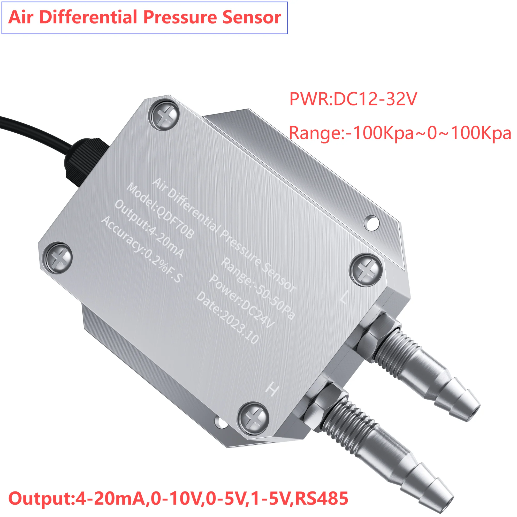 

4-20mA Differential Pressure Transducer 0-10V 0-5V 1-5V RS485 Wind Pressure Sensor 0-1Kpa 50Pa 100Pa 500Pa -50Pa Air Pressure