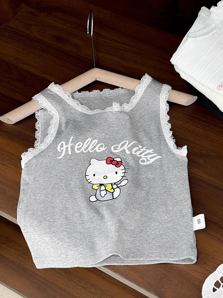 

Girls' Cartoon Vest Summer New Sle Svel round Ne Dstring Top Cute Print Versatile Baby Girl's Clothing