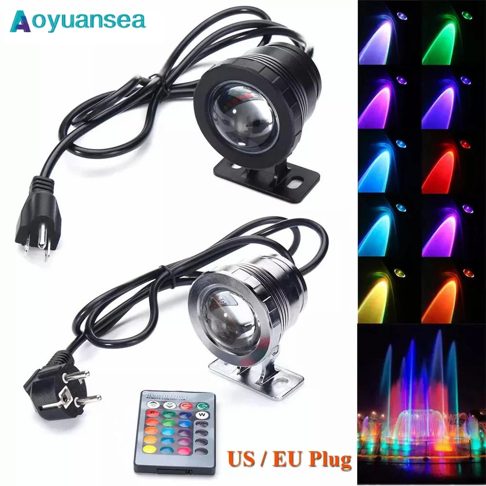 RGB Underwater LED Spotlight Bulb AC 110V 220V DC 12V 15W 10W Landscape Lamp Flood Light Outdoor Garden Fountain Pool Decoration