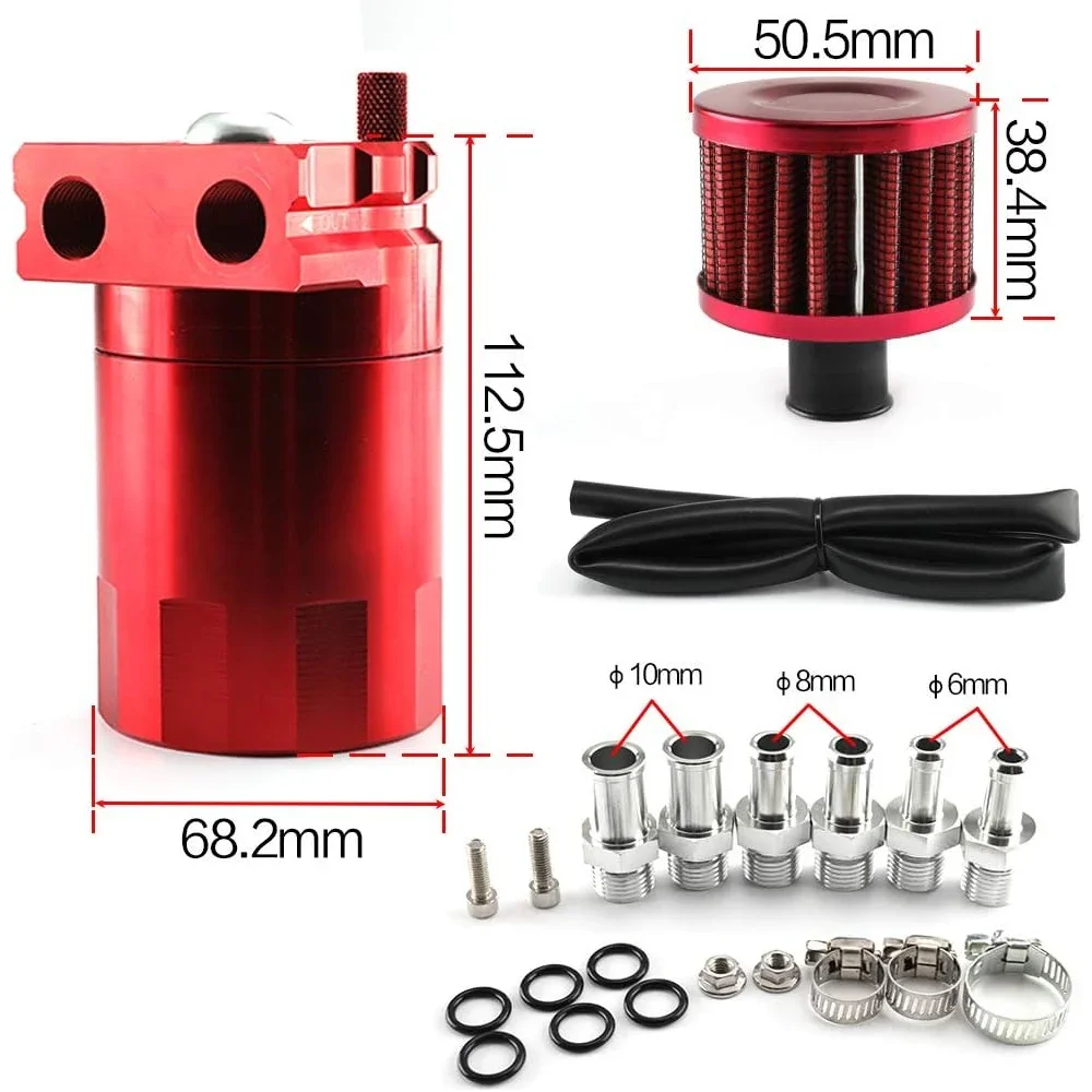 300ml Oil Catch Can Tank Kit with Breather  Aluminum Polish Engine Air Oil Separator Tank Reservoir Kit Universal