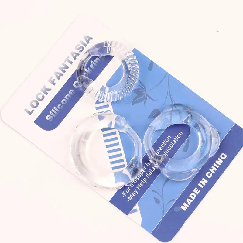 3Pcs Cock Ring Silicone Penis Lock Rings Male Reusable Delay Ejaculation Ring Scrotum Bondage Goods Couple Cock Erection Erotic
