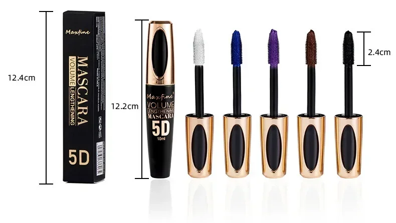5D Volume Mascara Quick Dry Blue Purple Silk Fiber Curling Lengthening Long Lasting Smudge Proof Eyelash Extension Cream