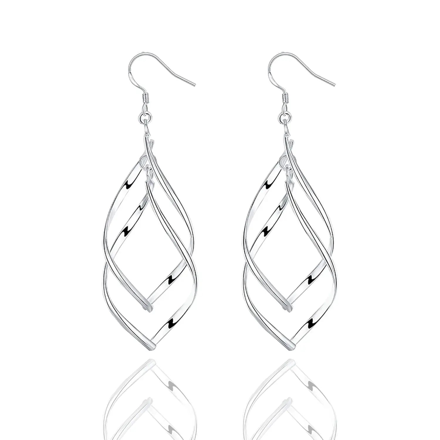 

925 Sterling Silver Earrings Dangle Earrings Linear Drop Statement Earrings for Women Teen Girls(Leaf shape)