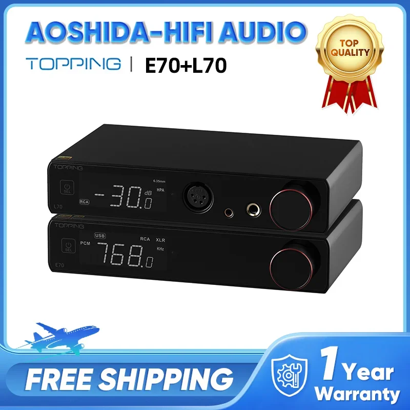 TOPPING E70 ES9028PRO DAC Bluetooth5.1+ TOPPING L70 NFCA Headphone Amplifier Hi-res Audio Decoder Heaphone Amp Kit +XLR Cable