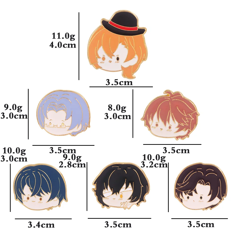 Anime Bungo Stray Dogs Pins Cartoon Dazai Osamu Enamel Badge Brooch Metal Lapel Pin for Fans Cosplay Jewelry Accessories Gift