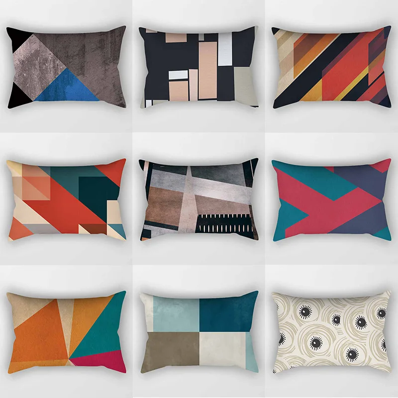 Beauty Geometric Pattern Pillow Covers High Quality Short Plush Velvet Rectangle  Pillow Cases Four Sizes