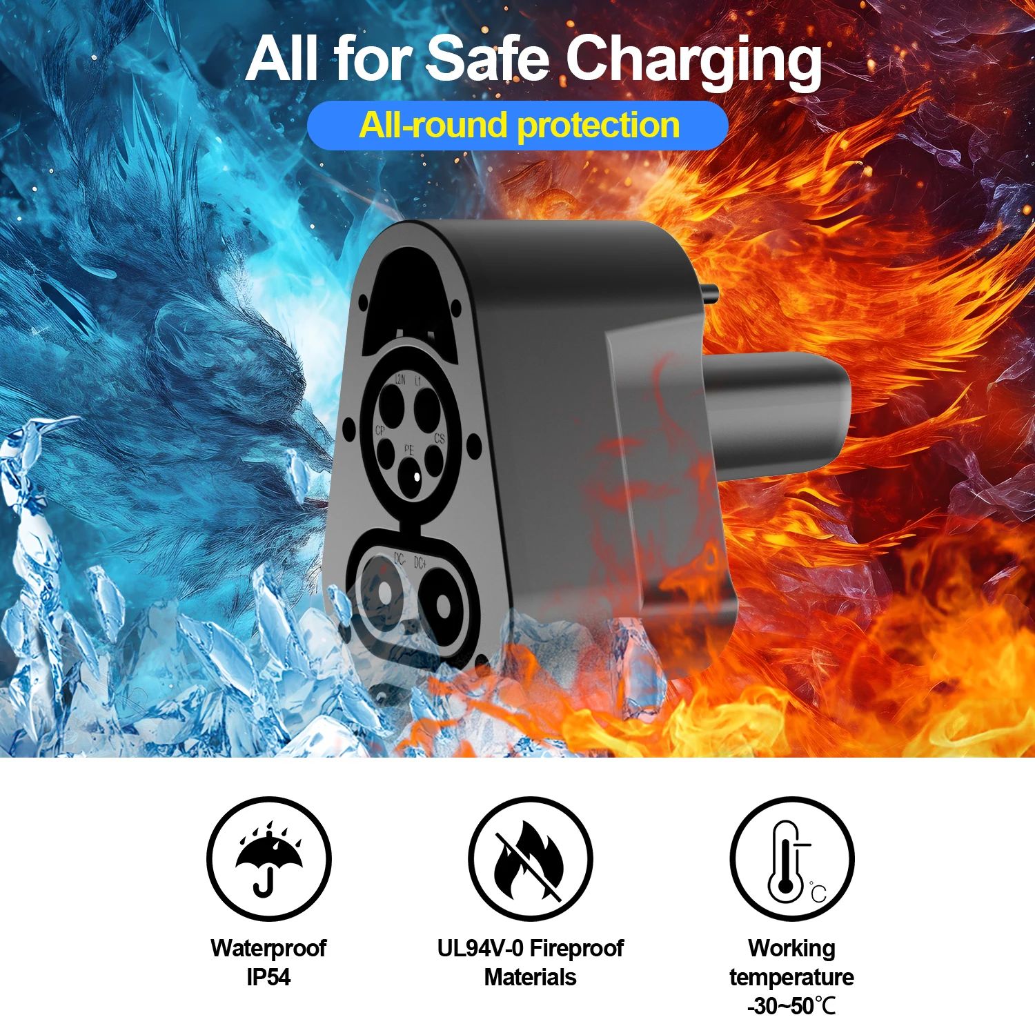 Kolanky EV محول الشحن CCS1 إلى تسلا NACS تيار مستمر محول 300A 1000 فولت ماكس IP 54 شحن سريع في محطة عامة للسيارات الكهربائية #4