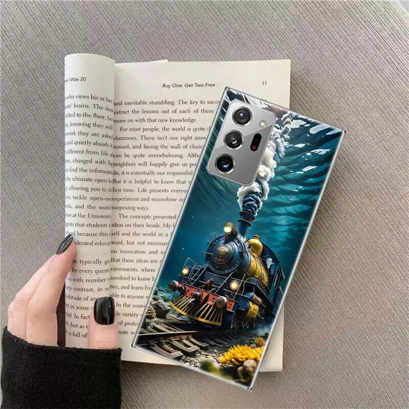 Steam Train Phone Case For Samsung A14 A24 A34 A54 A15 A25 A35 A55 J8 J6 J4 Plus A05S S10 Lite S8 S7 Edge S10E F52 F62 Cover