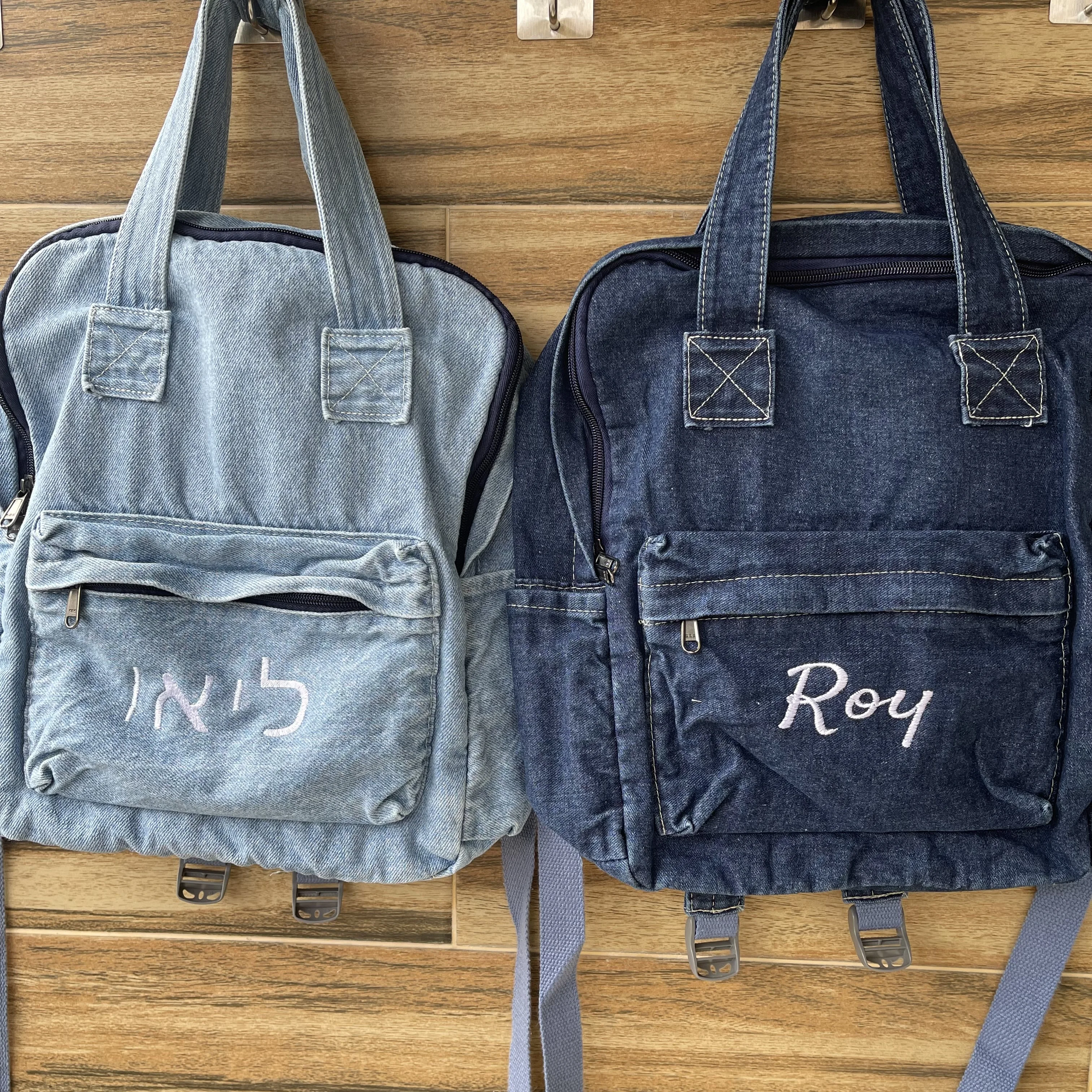 Custom Denim Canvas Backpack Personalized Embroidered Name Girl's Large Capacity Schoolbag Unique Birthday Gift Travel Denim Bag