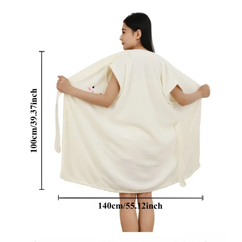 قطعة واحدة من رداء الدش النسائي الناعم المصنوع من الألياف الدقيقة - تصميم مرح سريع الجفاف وماص وخفيف الوزن لقضاء عطلة حمام السباحة على الشاطئ #4