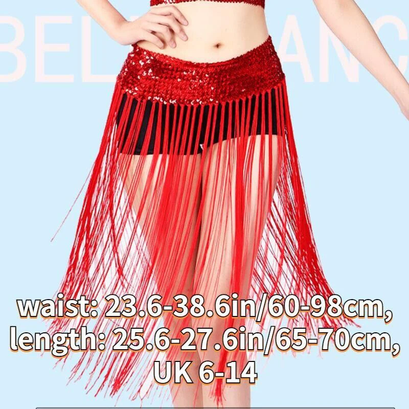 Damski szal do tańca brzucha, taniec orientalny, szal biodrowy, stroje do tańca latynoamerykańskiego, długie frędzle, cekiny, łańcuszek do tańca, pas do tańca brzucha