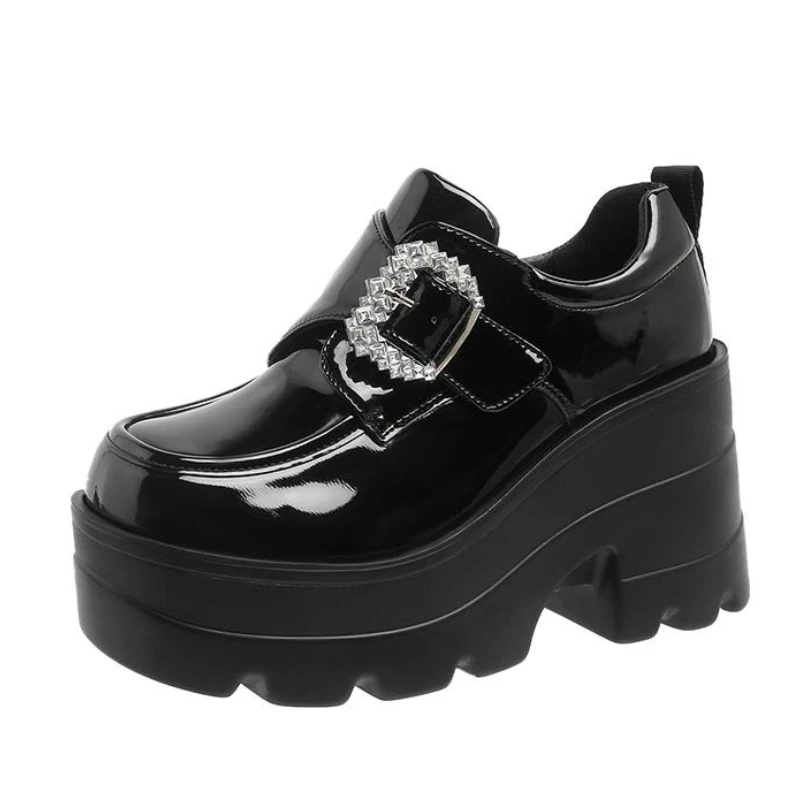 

Весенне-осенние туфли Мэри Джейн на высоком каблуке с блестящими кристаллами, весна-осень 10 см, простые туфли на платформе, милая женская обувь для студентов и колледжа