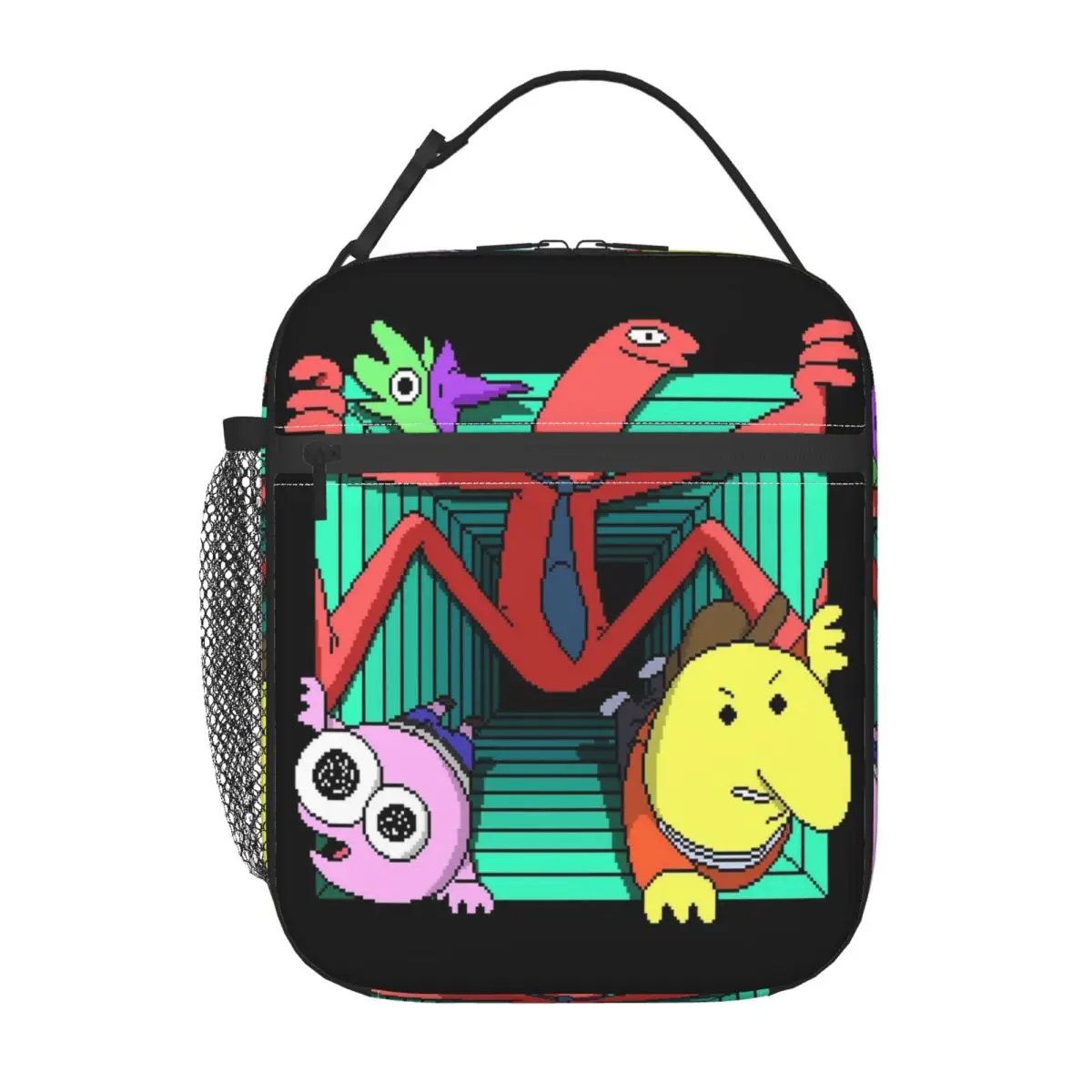 Season 2 Logo Smiling Friends Pixel Art Lunch Bag Funny Lunch Box For Men School Portable Cooler Bag Oxford Thermal Lunch Bags