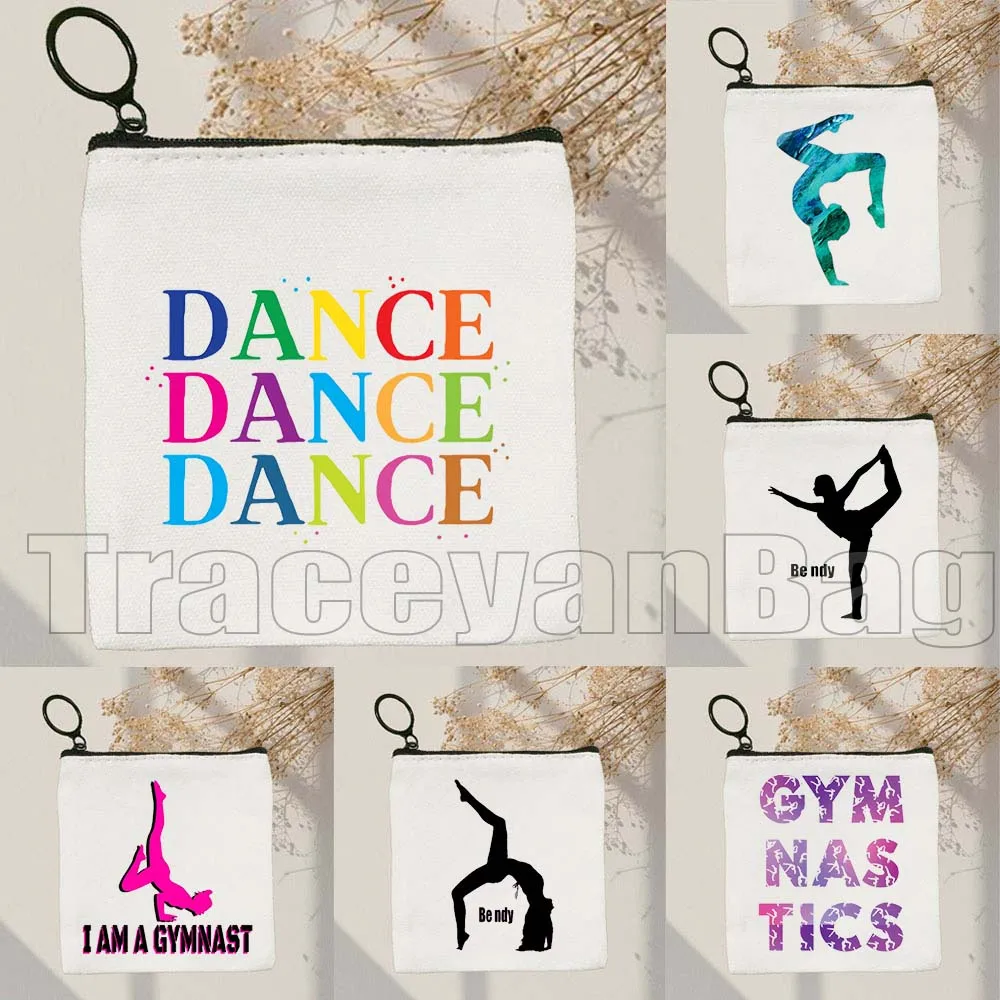 

Gymnast Yoga Dance Collage Ballet Dancer Cute Gifts Gymnastics Girl Girly Silhouette Canvas Coin Purse Custom Key Case Cloth Bag