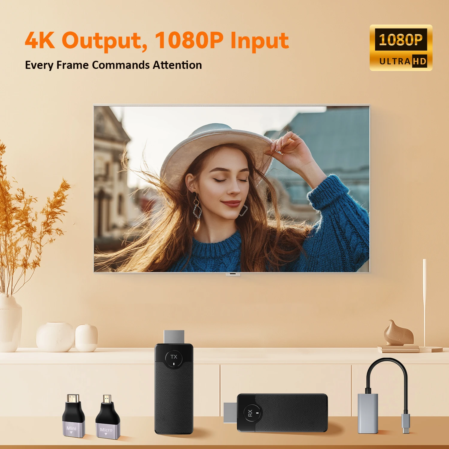 1080P 50M فيديو لاسلكي جهاز ريسيفر استقبال وإرسال الصوت موسع عرض محول دونغل للتلفزيون صندوق رصد العارض PC