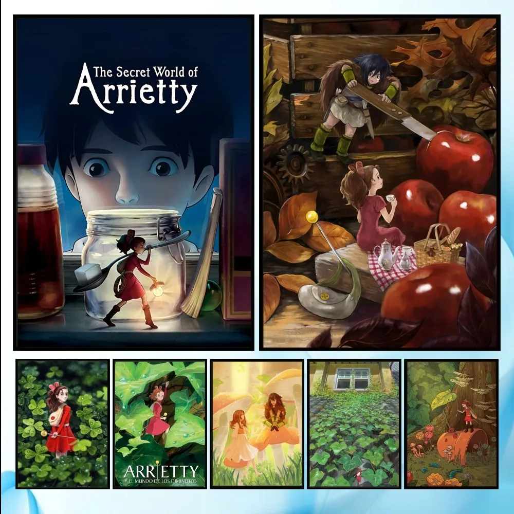 The B-Borrowers Arrietty Anime-Poster, HD-Kunst, klebrige Wand, wasserdicht, für Zuhause, Wohnzimmer, Schlafzimmer, Bar, ästhetische Dekoration