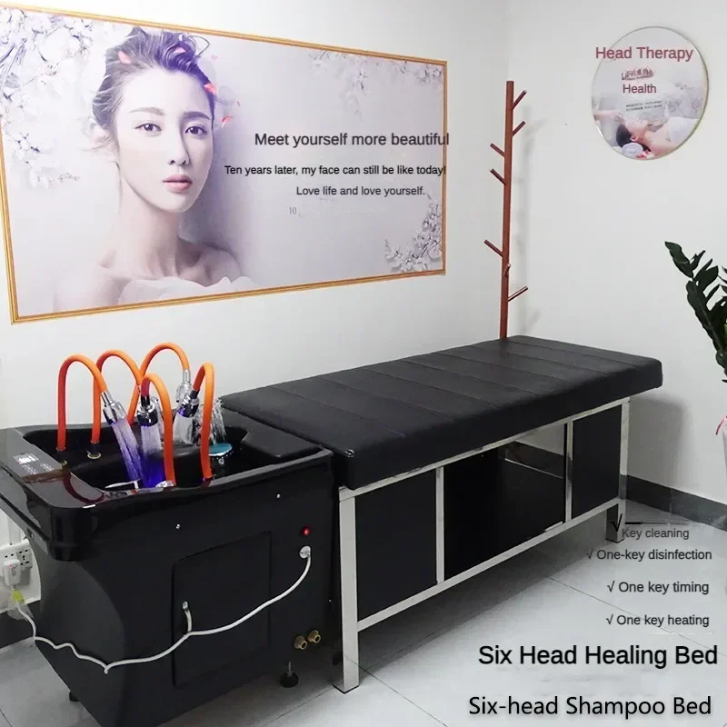 Six-dimensional multi-functional head therapy bed acupressure rinse constant temperature water cycle light therapy massage bed