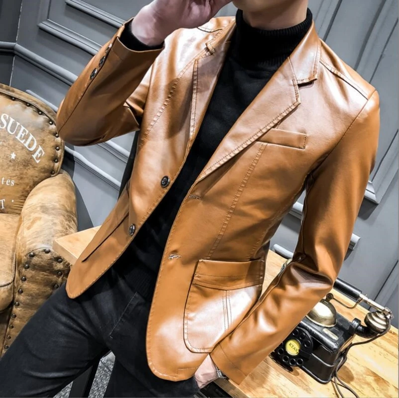 

Men 2023 Fashion Leather Jacket Men Autumn Motorcycle Slim Jacket Coat Men Outdoor Casual Motor Biker PU Leather Jacket