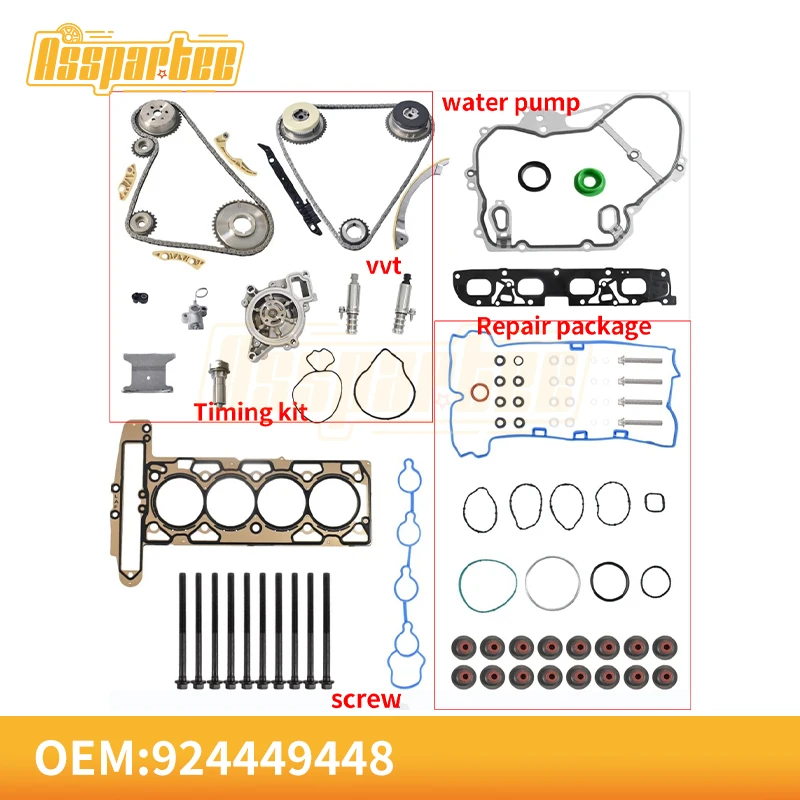 OEM 924449448 Timing Chain Kit Head Gasket Set for 2009-2017 Chevy Equinox GMC Terrain 2.4L