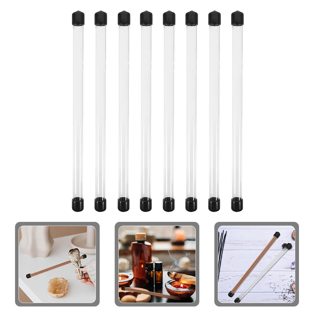 8Pcs Agarwood Tube Transparent Plastic Round Storage Tubes Clear Storage Tubes with Caps for Laboratory Craft Kitchen Use