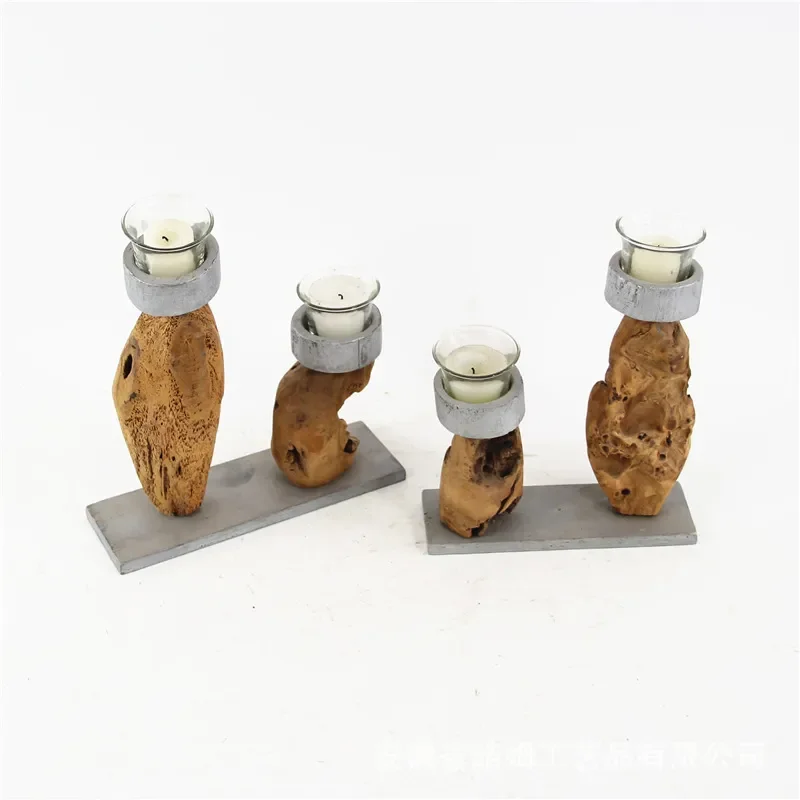 Handmade Wooden Candlesticks Rotten Wood Roots Retro Style Creative Ornaments for Romantic Dinner Candlelight Decor