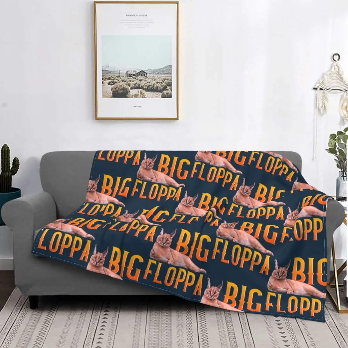 

Big Floppa Funny Knitted Blankets Fuzzy Throw Blanket Summer Air Conditioning Decoration Soft Warm Bedspread