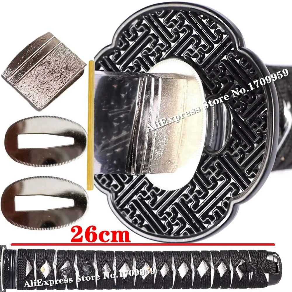 26cm lidar com real katana tsuka agradável oco tsuba liga guarda kashira menuki fuchi habaki seppa para espada japonesa acessórios diy