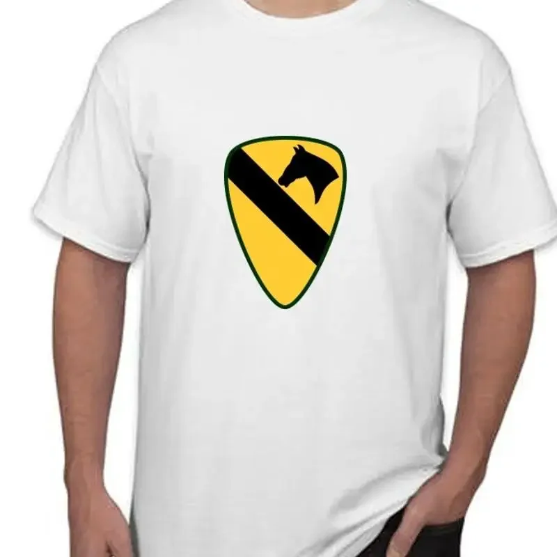 1st Calvary Division T Shirt Yellow Green Black Horse Military White