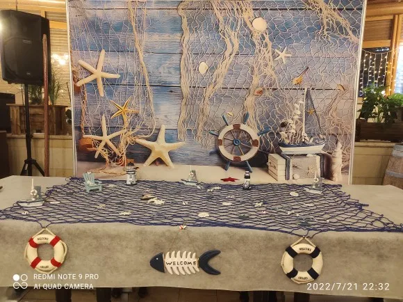 Nautical Rudder Starfish Sea Theme Baby Birthday Portrait Photography Backdrop Wooden Board Splint Sailor Cake Smash Background